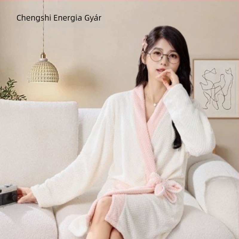 Téli uniszex fürdőköntös, len főszövet és poliészter rost