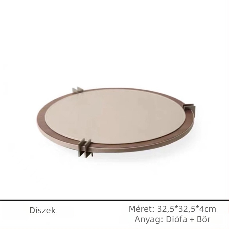 Kerek fa tálca, modern minimalista stílusú asztali dekoráció, nem testreszabható