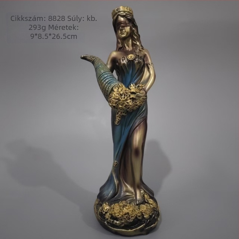 Gazdagság istennője figurája – fém szobor, karton csomagolás, kategória: személy, nem ajándék