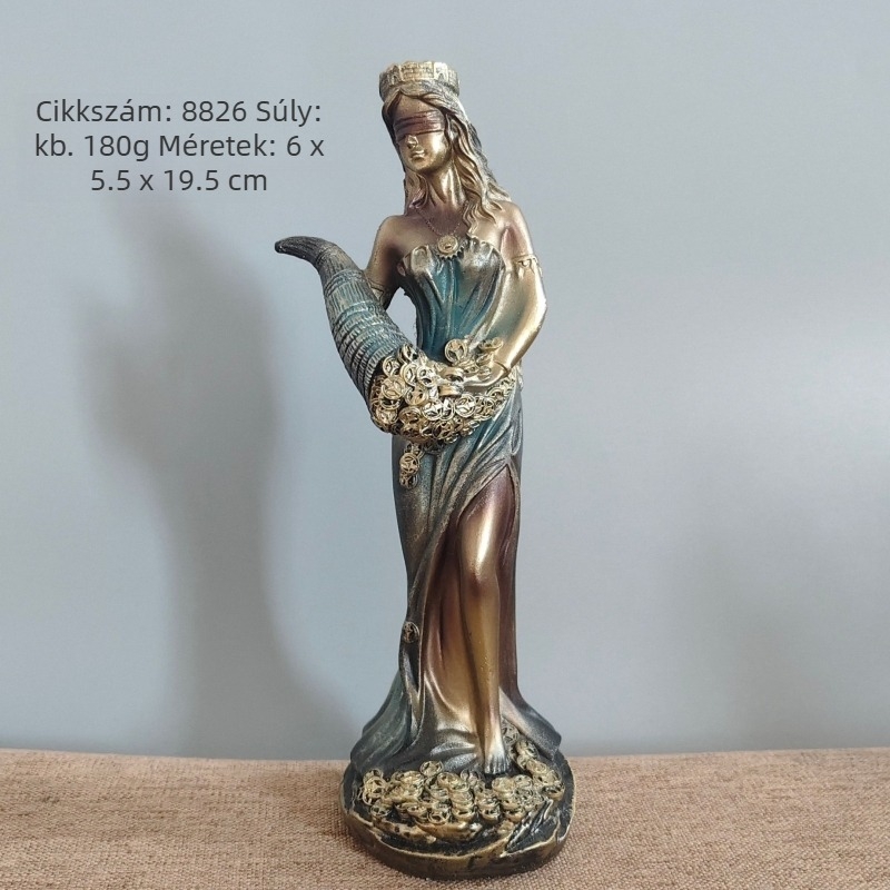 Gazdagság istennője figurája – fém szobor, karton csomagolás, kategória: személy, nem ajándék