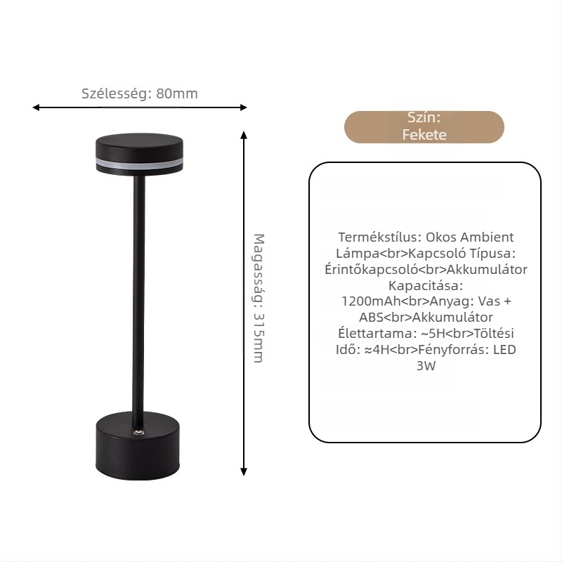 I-alakú asztali lámpa, fém tartóval, modern minimalista dizájn, JK-TD51 modell, feszültség ≤36V, éjszakai fény, ambient fény, szemvédelem