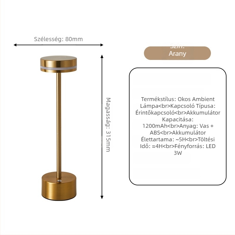 I-alakú asztali lámpa, fém tartóval, modern minimalista dizájn, JK-TD51 modell, feszültség ≤36V, éjszakai fény, ambient fény, szemvédelem