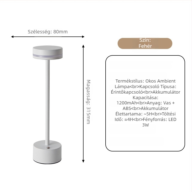 I-alakú asztali lámpa, fém tartóval, modern minimalista dizájn, JK-TD51 modell, feszültség ≤36V, éjszakai fény, ambient fény, szemvédelem
