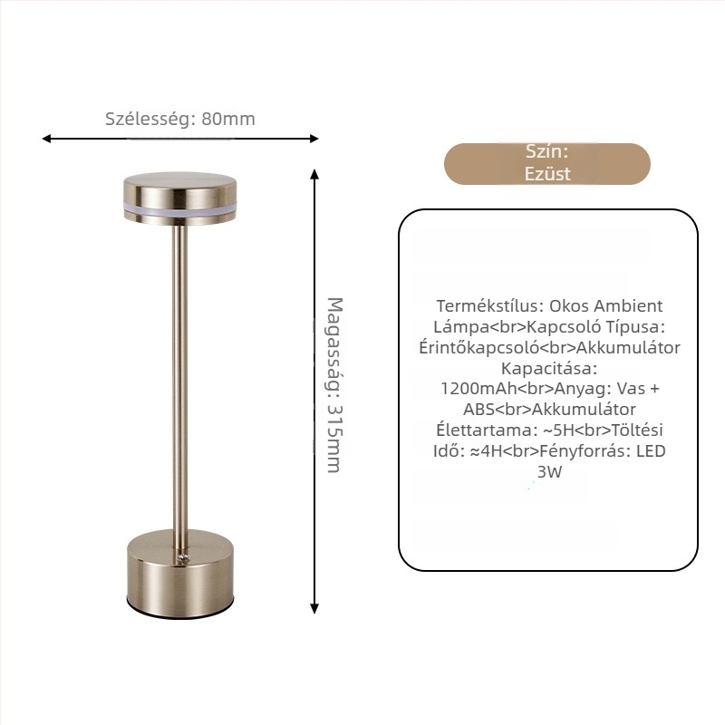 I-alakú asztali lámpa, fém tartóval, modern minimalista dizájn, JK-TD51 modell, feszültség ≤36V, éjszakai fény, ambient fény, szemvédelem