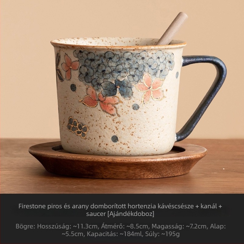 Kávés bögre virágmintával, kínai stílusban, testreszabás elérhető, logónyomás lehetséges
