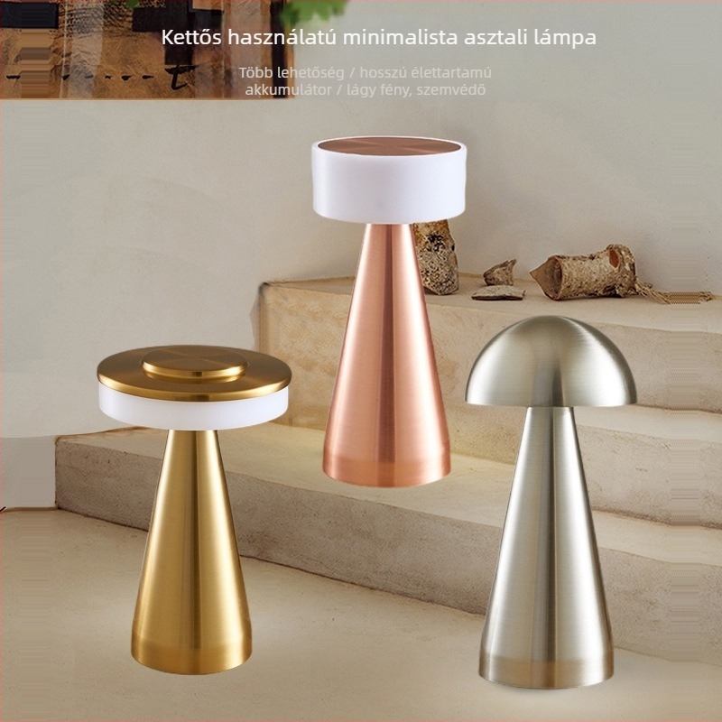 USB-s töltő LED bárlámpa íróasztalhoz, fém tartó, világos luxus stílus, modell Large Dumbbell, ≤36V, CE tanúsított