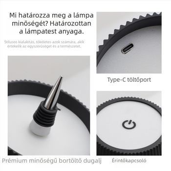 LED csíkos ambient asztali lámpa — világítás borosüveg/bar számára, modell BZTD-202, 220V, műanyag lámpatartó, CE tanúsítvány