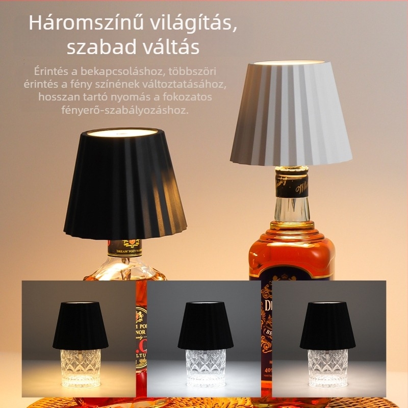 LED csíkos ambient asztali lámpa — világítás borosüveg/bar számára, modell BZTD-202, 220V, műanyag lámpatartó, CE tanúsítvány