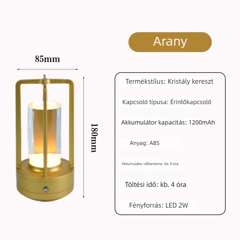 Yuelin Bg6004 Kristálykeresztes asztali lámpa, fém foglalattal, luxus stílus, feszültség ≤36V