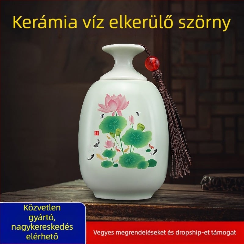 Jufudi porcelán váza lotus-ponty motívummal, kínai stílus