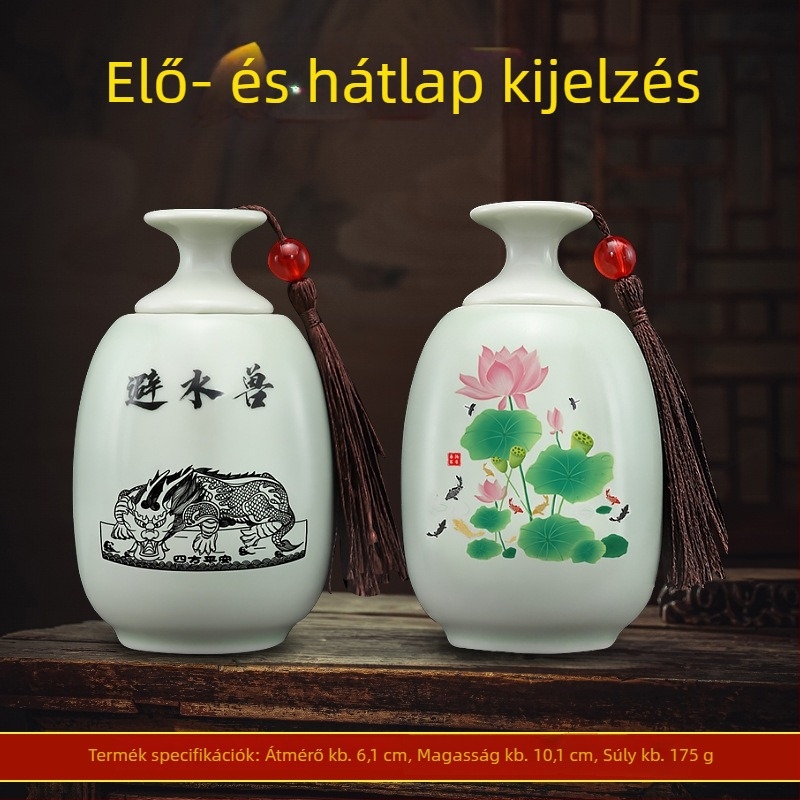 Jufudi porcelán váza lotus-ponty motívummal, kínai stílus