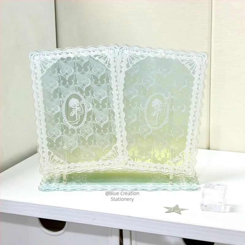 Akril Polaroid asztali fotókeret pillangó- és virág motívummal, 0,5 cm vastagság