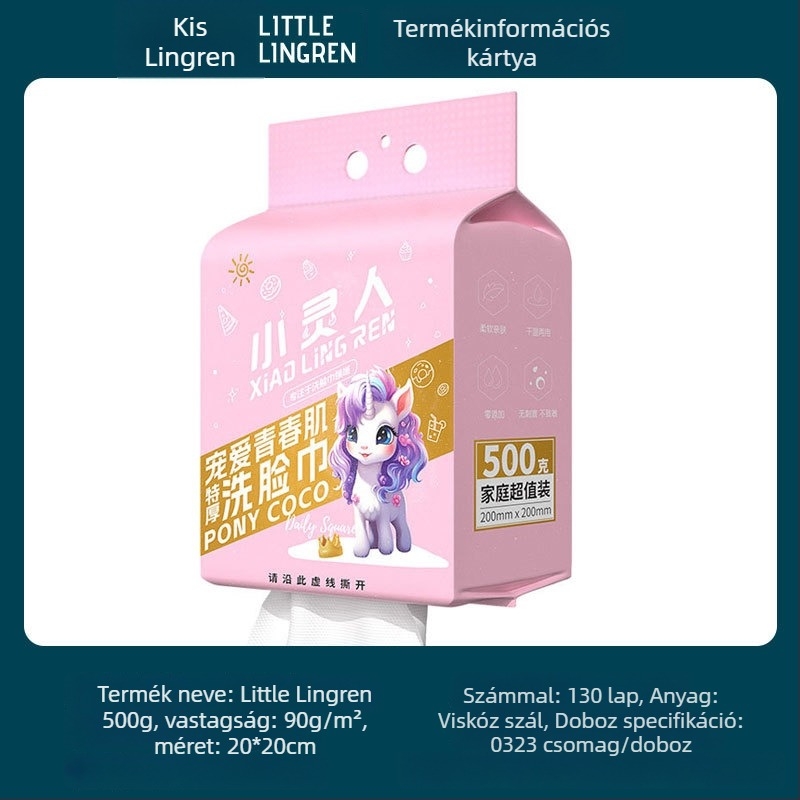 Little Spirit Egyszer használatos függő törölköző nedves és száraz használatra, 600 g, növényi rostok, sima szövés, 2024-ben bevezetve