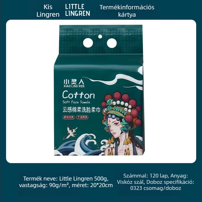 Little Spirit Egyszer használatos függő törölköző nedves és száraz használatra, 600 g, növényi rostok, sima szövés, 2024-ben bevezetve
