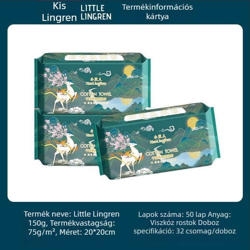 Little Spirit Egyszer használatos függő törölköző nedves és száraz használatra, 600 g, növényi rostok, sima szövés, 2024-ben bevezetve