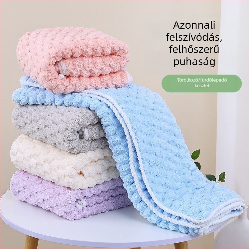 Törölköző/Arc törölköző – korall bársony, nedvszívó, nem hullik szálat; 150D, sima szövés, 50-80 g