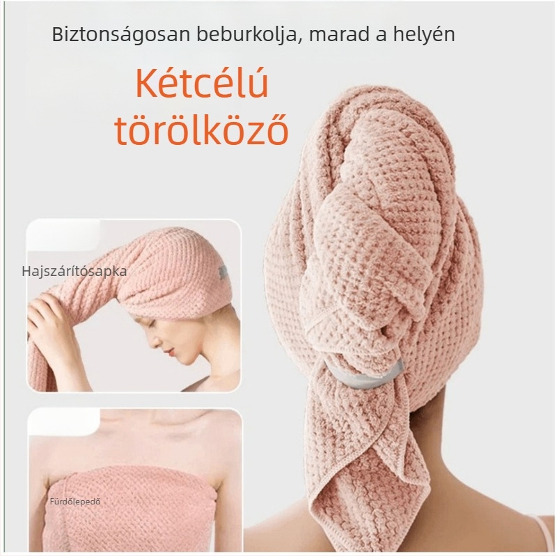 Hajszárító sapka hosszú hajhoz, korall plüss, 150D szál, Cut Velvet gyártási eljárás, súly 140–169 g, Meesica