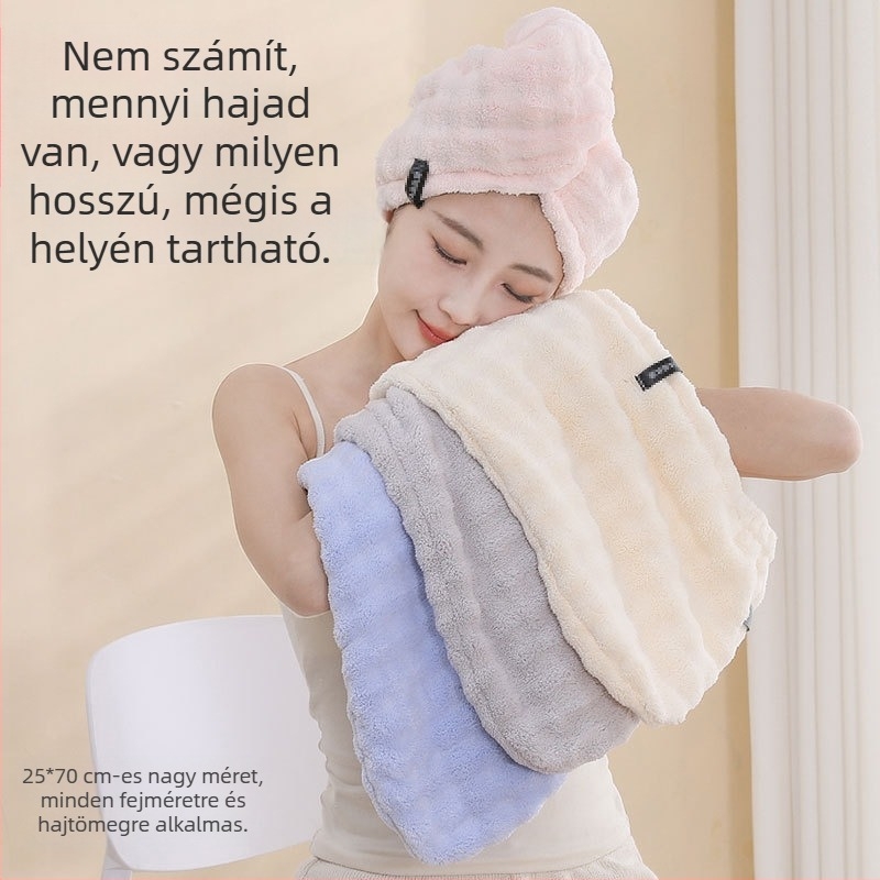 Hajszárító sapka, kiváló nedvszívó képesség és gyors száradás, vastag Bubble Velvet anyagú zuhanysapka nőknek