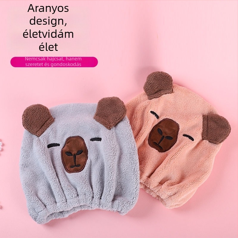 Capybara száraz haj sapka — korall plüss, 150d szál, hímzés, kivágott velúr, sima szövés, 50–79 g