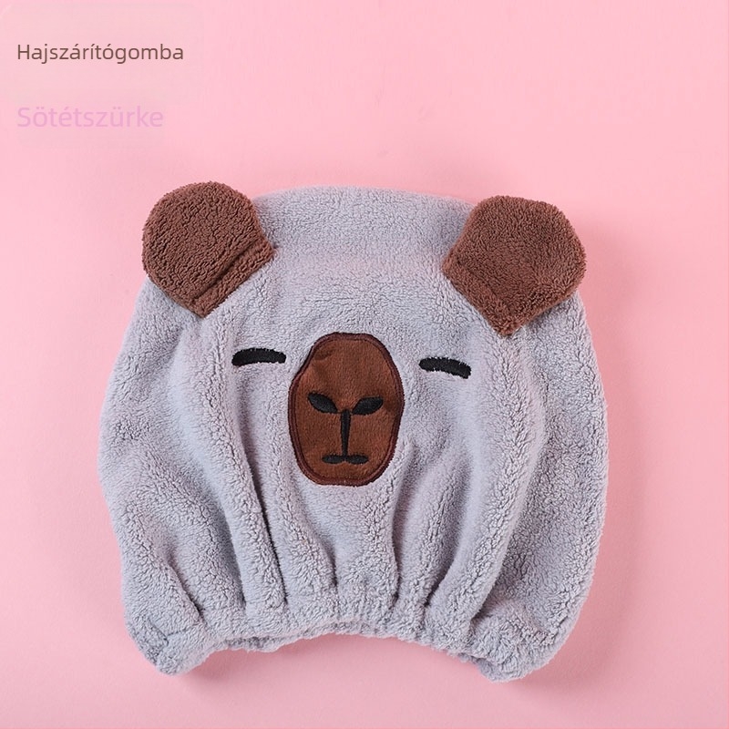 Capybara száraz haj sapka — korall plüss, 150d szál, hímzés, kivágott velúr, sima szövés, 50–79 g