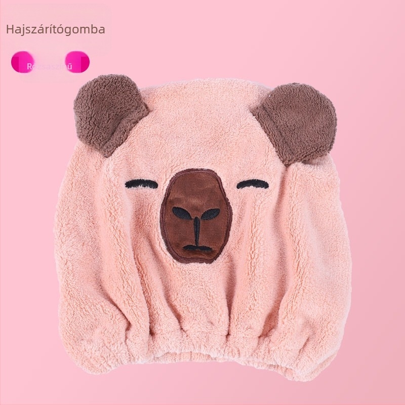 Capybara száraz haj sapka — korall plüss, 150d szál, hímzés, kivágott velúr, sima szövés, 50–79 g