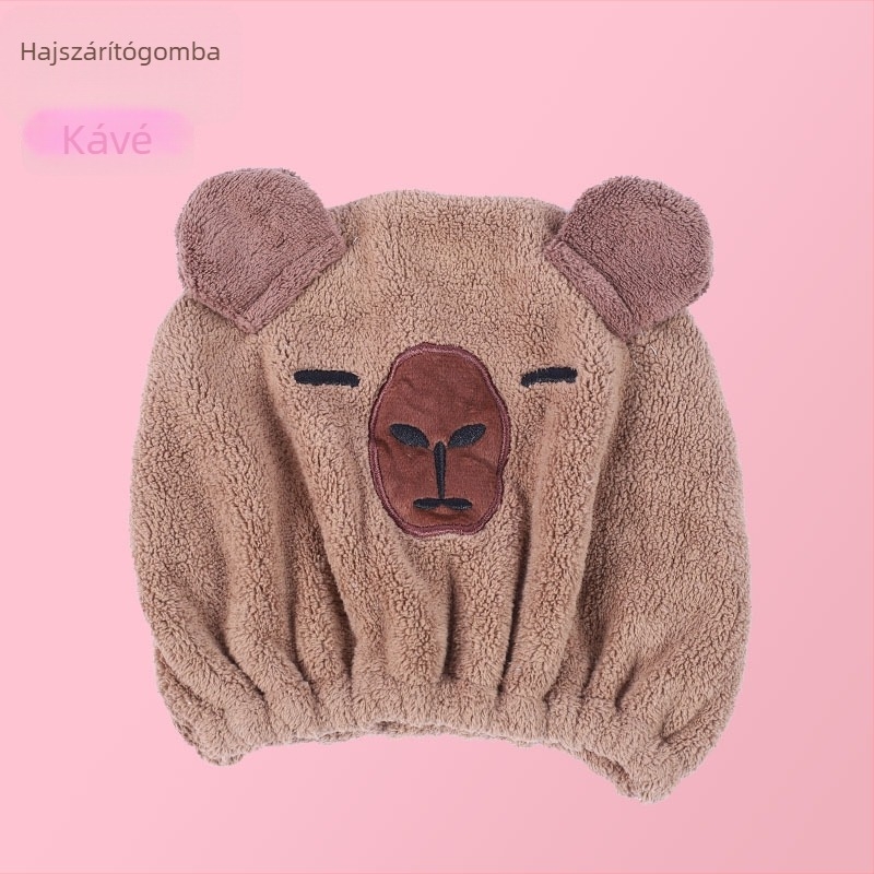 Capybara száraz haj sapka — korall plüss, 150d szál, hímzés, kivágott velúr, sima szövés, 50–79 g