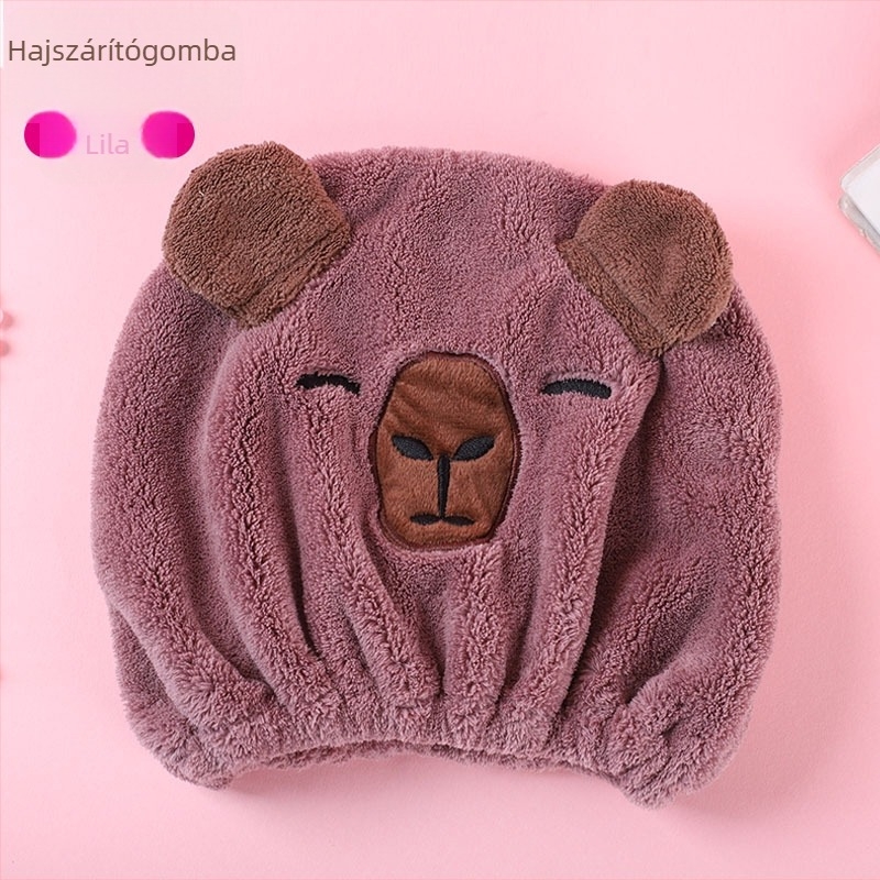 Capybara száraz haj sapka — korall plüss, 150d szál, hímzés, kivágott velúr, sima szövés, 50–79 g