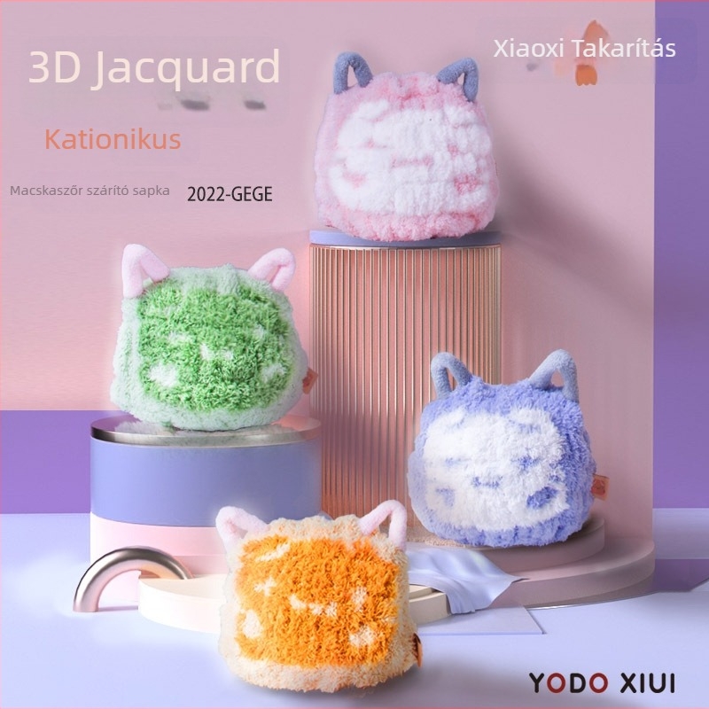 Japán gyerekeknek készült jacquard korall fleece hajszárító sapka, 120D, nedvszívó, gyors száradás, testreszabható feldolgozás, 50–79 g