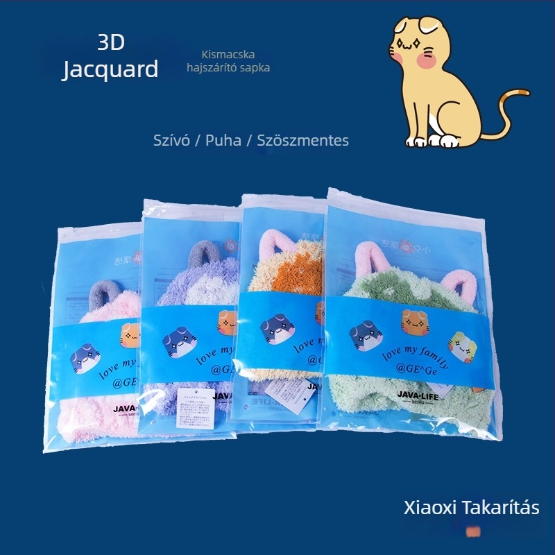 Japán gyerekeknek készült jacquard korall fleece hajszárító sapka, 120D, nedvszívó, gyors száradás, testreszabható feldolgozás, 50–79 g