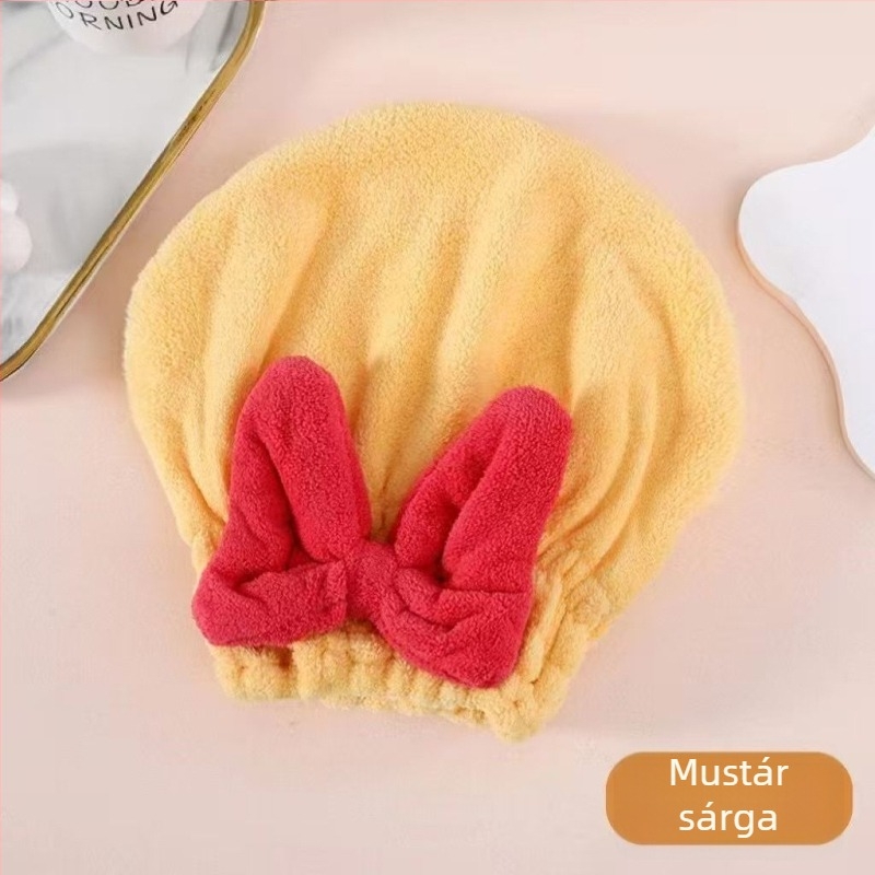 Hajszárító sapka masnival, korall polár anyag, 150d szál, 30–49 g tömeg, egyszerű szövés (Trend)