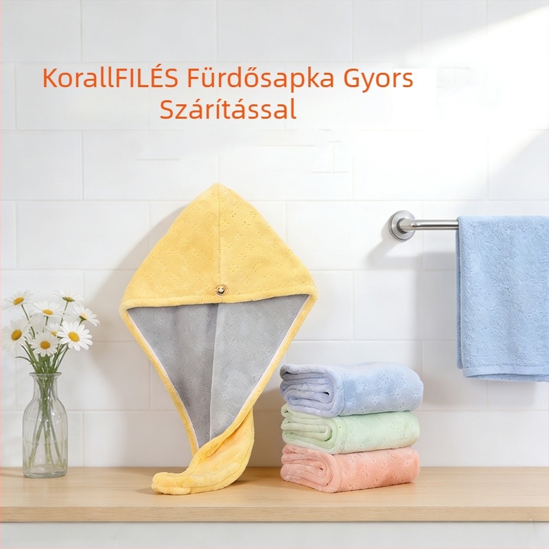 Szárító hajsapka, nedvszívó és gyorsan száradó, korall fleece anyagból, 100–119 g