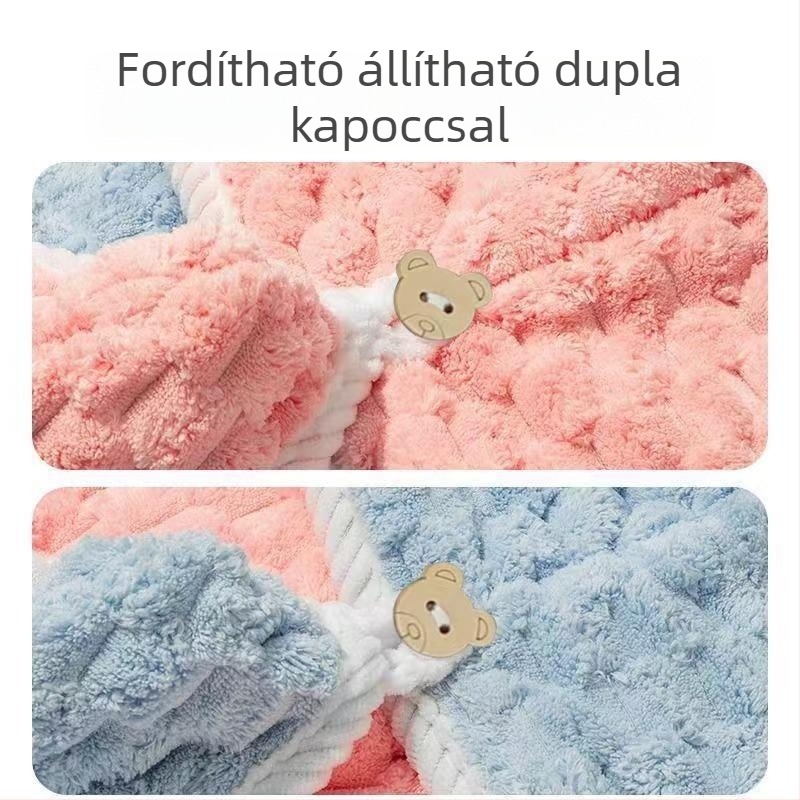 Hajszárító sapka, kettős rétegű, gyors száradású, korall fleece anyagból, 150D, modell 2001
