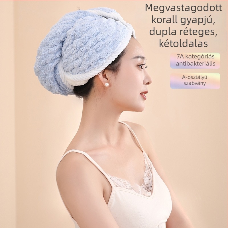 Yiduo hajszárító sapka korall plüssből, 150d szál, tömeg 170–199 g, szegélyezés