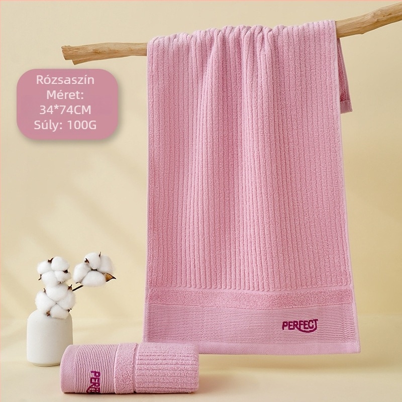 Felnőtt fürdő- és arc törölköző, 100-120 g, 32S pamut, sík szövés, testreszabható