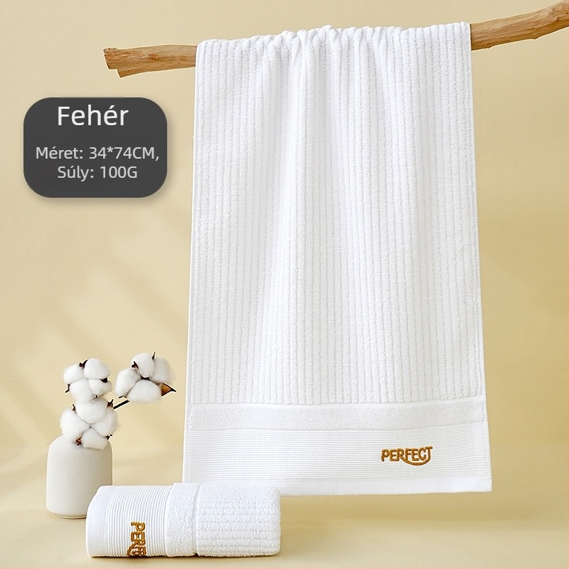 Felnőtt fürdő- és arc törölköző, 100-120 g, 32S pamut, sík szövés, testreszabható