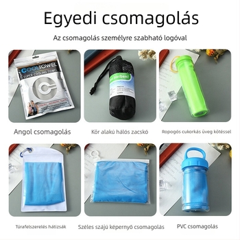 Hűtő törölköző, poliészter, 140 g/m2, egyszálas fonal, felszívódás 0–5 s