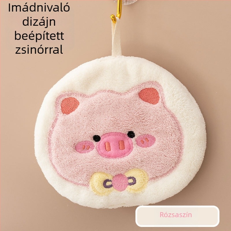 Rajzfilmsz témájú kéztörlő a fürdőszobába és a konyhába, vastag korall plüss nedvszívó kendő, akasztható, gyerekeknek szánt négyszögletes törölköző