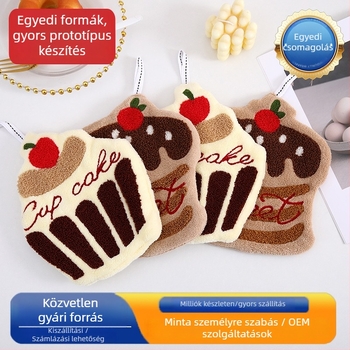 Kéztörlő korall plüssből, hímzett és felvarrt, 150D fonal, 30–50 g, testre szabható
