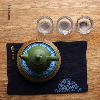 Rongshantang hímzett pamut és len tea törlő, vastított, rendkívül nedvszívó, japán stílusú