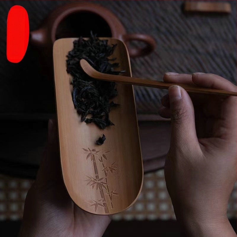 Bambusz teaceremónia három részes készlet tálcával és kiegészítőkkel — Xinmei Bamboo Art, első osztályú minőség, 2023, csomagolás, nyomtatott logó