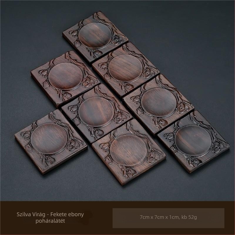 Ebony fából készült teafedél és csésze tartó készlet, gravírozott, retro stílus, csúszásmentes (Anyag: Ebony; Kategória: tea kiegészítők; Tömeg: 40; Megjelenés: 2021 tavasza; Stílus: Modern egyszerű)