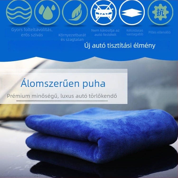 Autóápolási törölköző, mikroszálas, 400 g/m², fésült fonal, többfunkciós, nyom nélkül felszívja a vizet