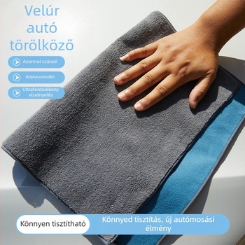 Velúr autómosó törölköző, kétoldalas, rendkívül nedvszívó, vízjelek nélkül