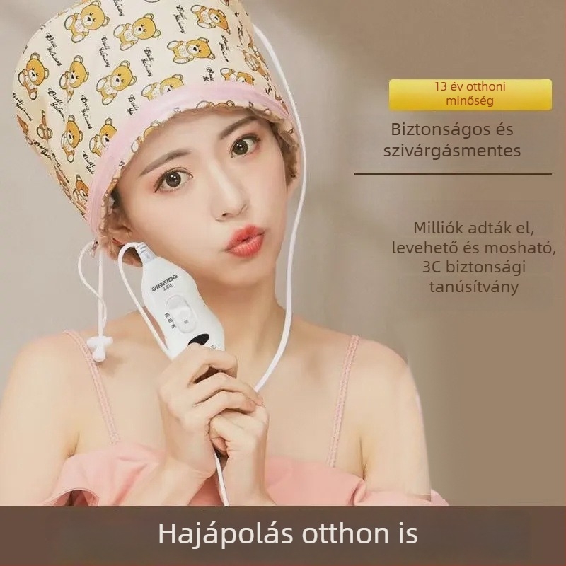 Otthoni használatra szánt elektromos melegítő hajkalap spa melegítéssel, hajmaszk-kezelés, szárító sapka, levehető és mosható