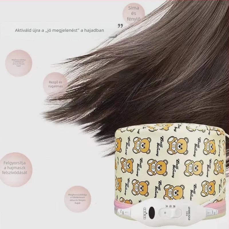 Otthoni használatra szánt elektromos melegítő hajkalap spa melegítéssel, hajmaszk-kezelés, szárító sapka, levehető és mosható