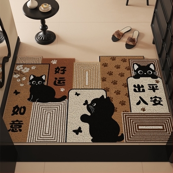 Macska mintás bejárati lábtörlő, vágásra szabható, csúszásmentes huzalos hurkolt felülettel, sár- és piszokálló