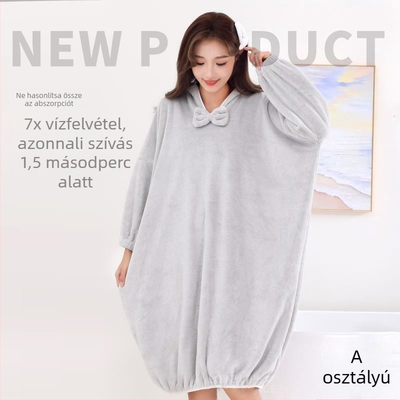 Hordható kapucnis fürdőköntös | Coral fleece | Nők | Vízfelszívó | Gyorsan száradó