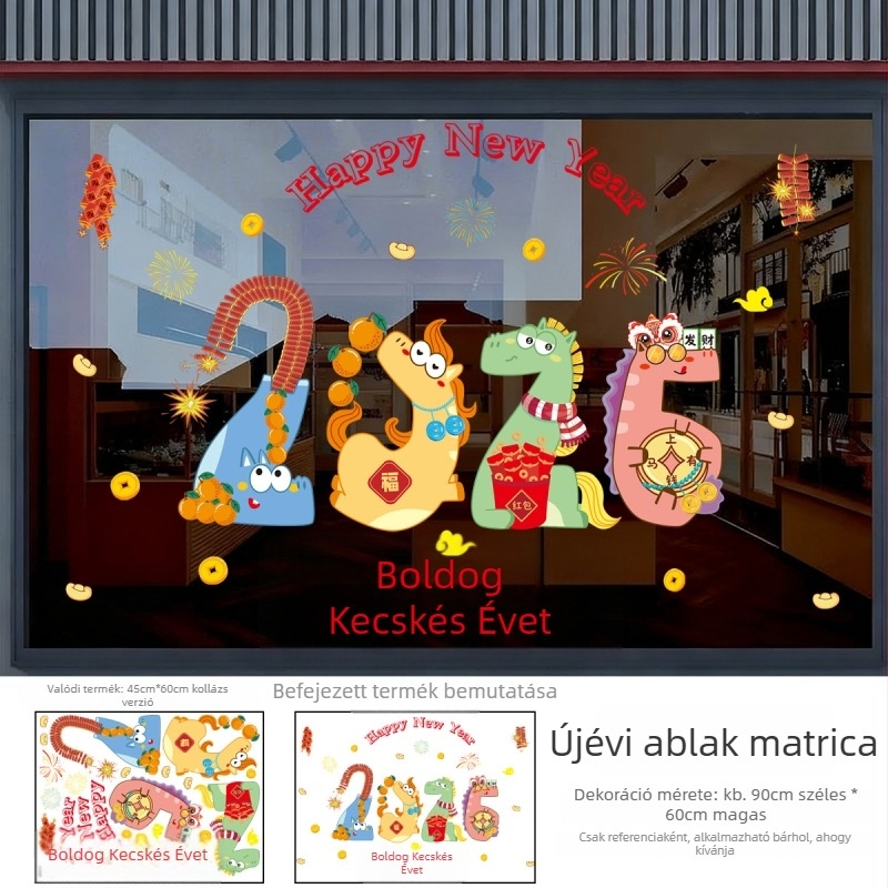 Üvegajtó matrica aranyos állatos mintával – PVC anyag, vízálló fali matrica, 1 db, nappaliba vagy hálószobába, modern letisztult stílus