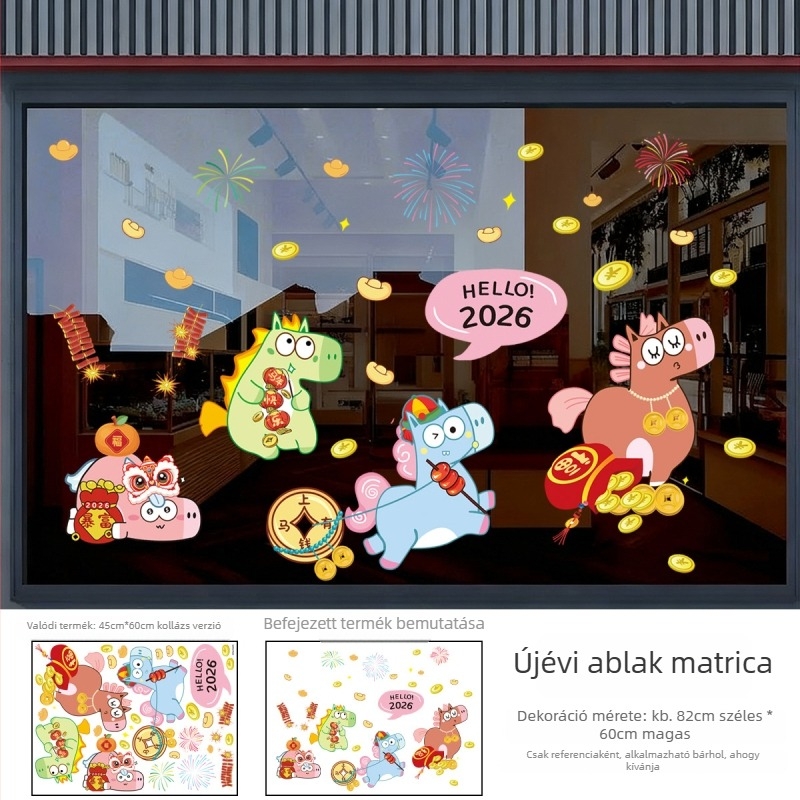 Üvegajtó matrica aranyos állatos mintával – PVC anyag, vízálló fali matrica, 1 db, nappaliba vagy hálószobába, modern letisztult stílus