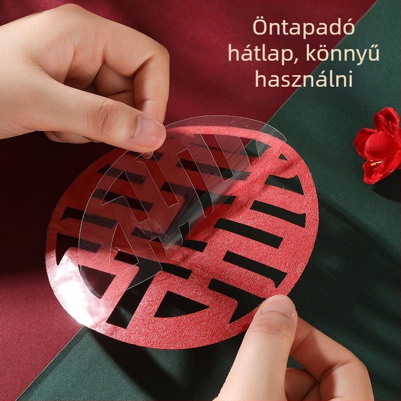 Esküvői dekorációs matrica – flockos textil, öntapadós, Win Xin márka, ajtókhoz és ablakokhoz, kategória „Boldog szavak”